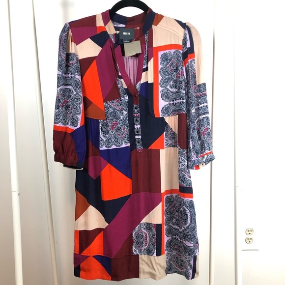 NWT Anthropologie Maeve Taryn Patchwork Shift Dress 0 - Picture 2 of 10